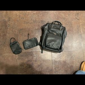 Black leather diaper bag. LA-mare
